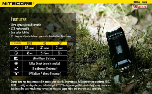 Linterna llavero recargable USB Nitecore THUMB 85 lúmenes - luz roja y blanca - Imagen 7 de 12