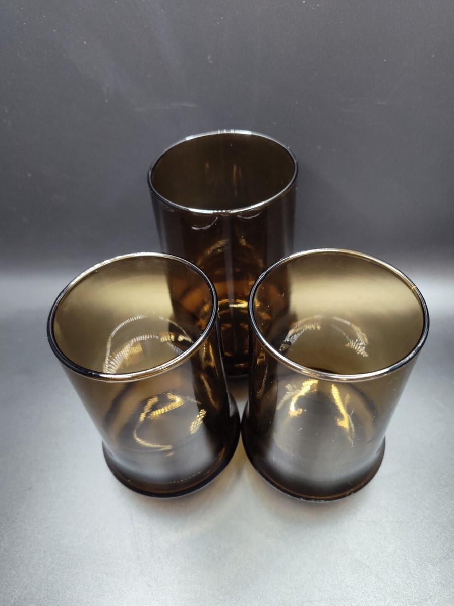 Vintage Libbey Tawny Impromptu Glass LOT 3 Brown Tumbler Two 5" & One 5.75"  | eBay