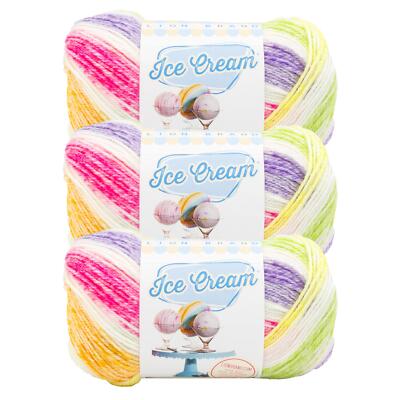 (3 Pack) Lion Brand Yarn 923-260F Ice Cream Yarn, Passion Fruit