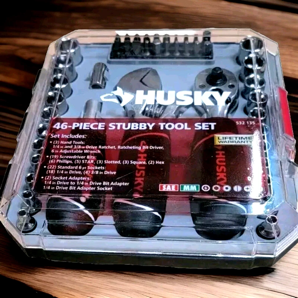 Husky 1/4 in. and 3/8 in. Stubby Ratchet and Socket Set (46-Piece). - Image 3 of 4