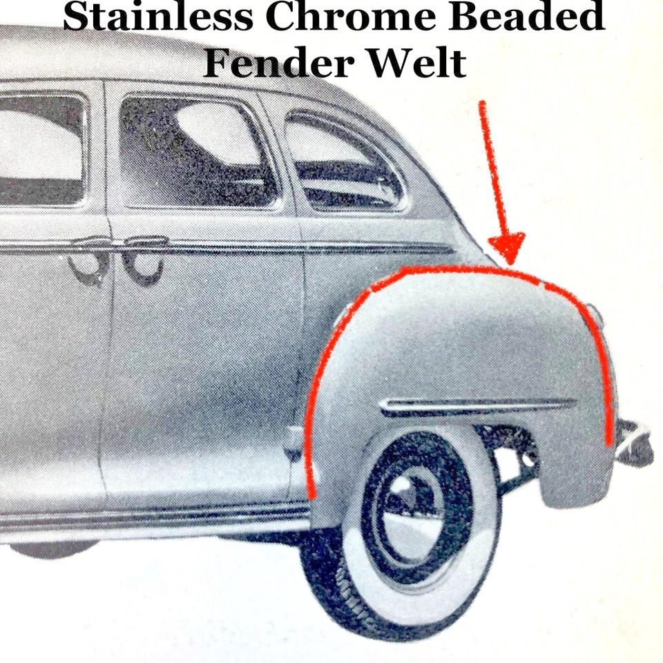 For 1940-1950 Chrysler - Fender Welt W/ Chrome Bead - Image 3 of 4