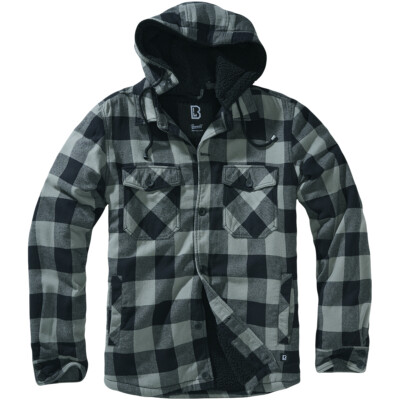 Brandit Lumber Kapuzenjacke Herren Flanell Warm Wandern Black/Charcoal