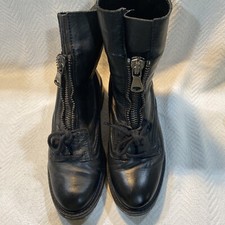 Zara black Quilted buckle ankle boots leather. Size 36 / US 6 / Zippers / Black