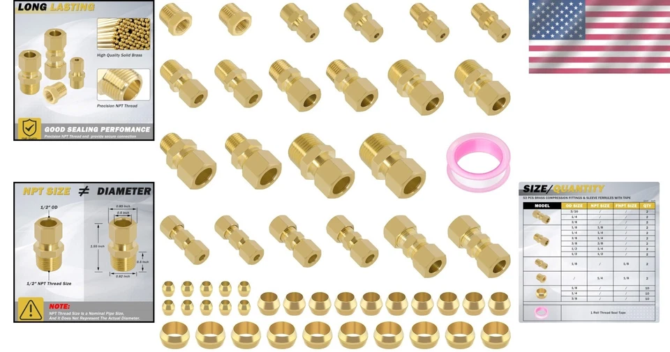 Complete 53-Piece Compression Fitting Kit - NPT Thread Connectors Included - Image 2 of 4