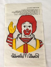 1 Vintage Ronald McDonald Iron On Transfer McDonald's Image 7.25" x 6" NOS