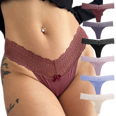 6 Packs Lot Sexy Women's Seamless Panties Thongs G string Lace Brief Intimate