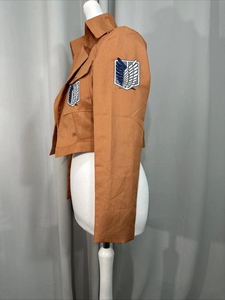 Very Cool Coral Brown Crest Military Cropped Jacket S A16VE - Image 3 of 4