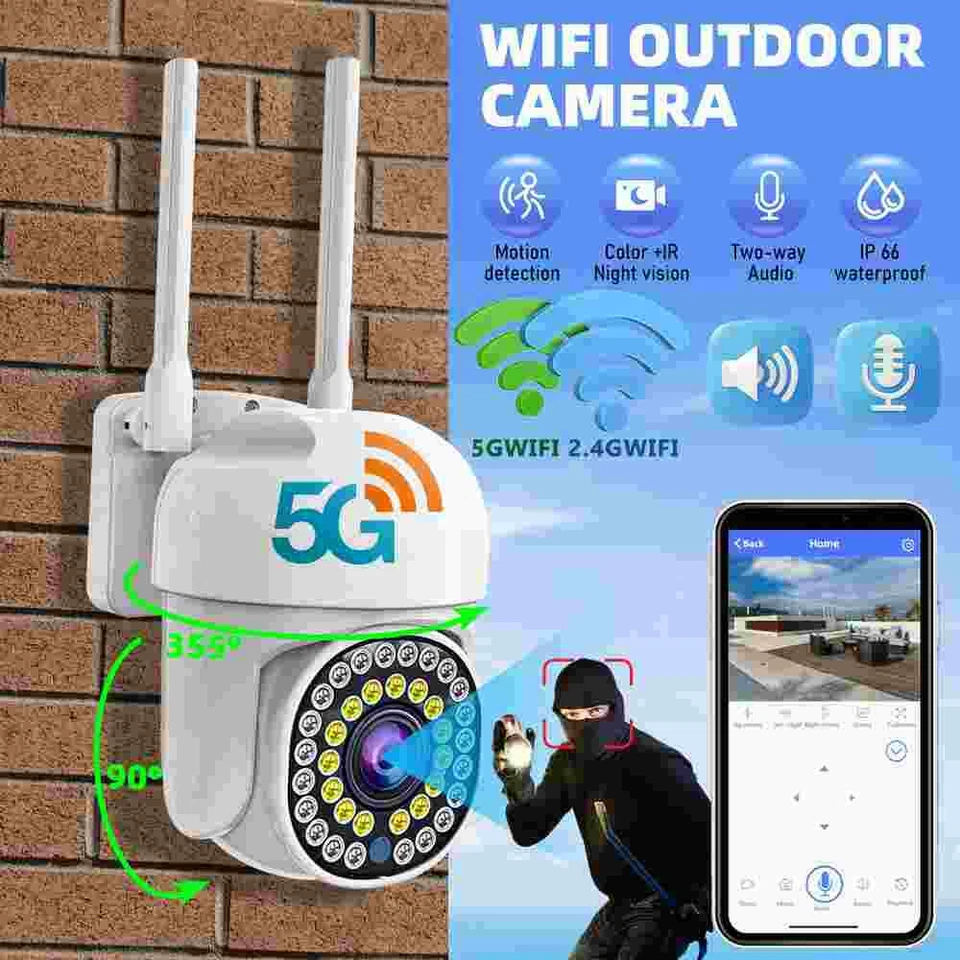 4x Wireless Security Camera System Smart Outdoor 5G Wifi Night Vision Cam 1080P - Image 3 of 4