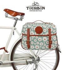 TOURBON Canvas Double Pannier Bag Bike Backseat Trunk Bicycle Rear Rack Holder