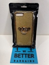 For iPhone Gold Sparkly w/ Gold Rhinestone Ring Phone Case