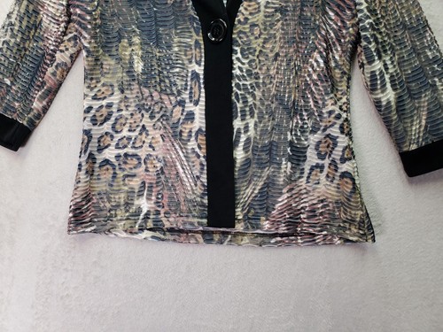 Vtg Slinky Brand Blazer Women's Medium Multi Animal Print Textured Single Button - Picture 3 of 9