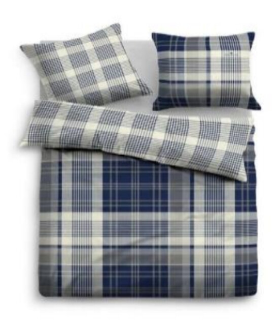 TOM TAILOR Wendebettwäsche Blau Weiß Kariert Baumwolle 140 x 200 / 60 x 80 см