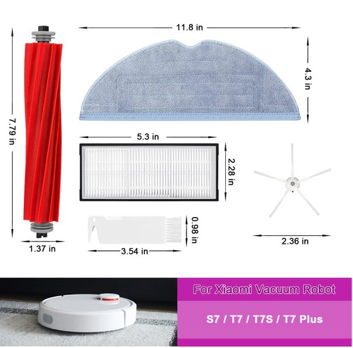 S7 Vacuum Parts for Roborock T7S T7S Roller Brush Filters Side Brushes Mop Pads - Picture 3 of 22