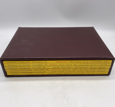 National Geographic July Through December 1982 With Faux Leather Case Vintage