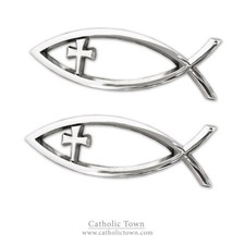 1-12 Car Chrome Emblem Jesus Christian Fish Symbol 3d Decal Badge Cfaec-s 