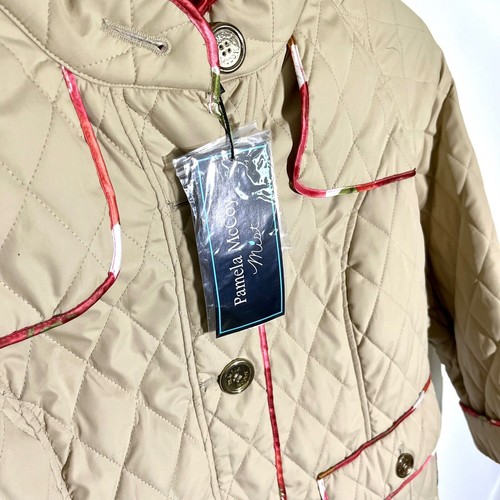 Pamela McCoy Quilted Jacket Lightweight Button Front Coat 1X Floral Accent - Picture 2 of 12