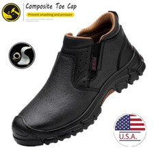Work Boots Mens Welding Shoes Composite Toe Cap Waterproof Safety Shoes Slip On