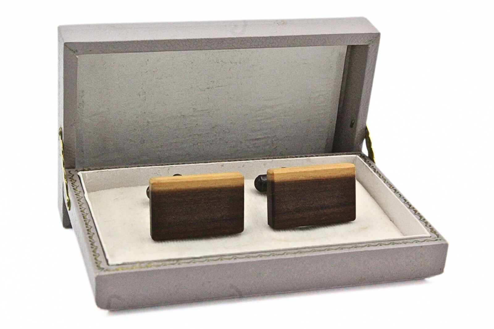 Distinguished MCM Rectangular Wood Copper Cufflin… - image 2