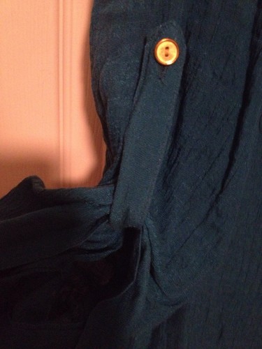 Jennifer Lauren Plus Size 2X Off Green gold-Button Front Blouse - Picture 3 of 5