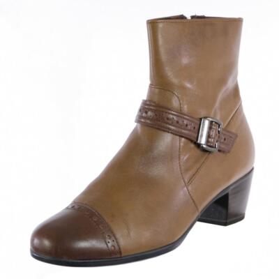 PITILLOS Ankle Boots Booties Shoes Leather Brown Sz. 38 EU 7.5 US Captoe SPAIN