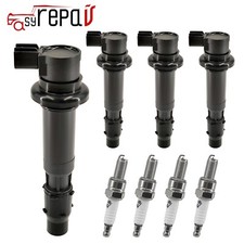 4X Ignition Coil+Spark Plug for Kawasaki 2000-2008 Kawasaki Ninja ZX6R ZX600J