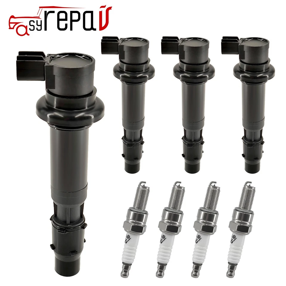 4X Ignition Coil + Iridium Spark Plug for Kawasaki ZX-6R Ninja ZX600 ZX636 ZX600 - Image 2 of 4