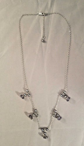 STERLING 925 SILVER PEARL AMETHYST STONE NECKLACE 16" CHAIN W/ EXTENDER (4.2) - Picture 4 of 8