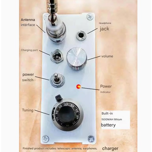 Assembled 118-136MHz Aviation Band Receiver AM Airband + Battery + Antenna - Zdjęcie 7 z 14