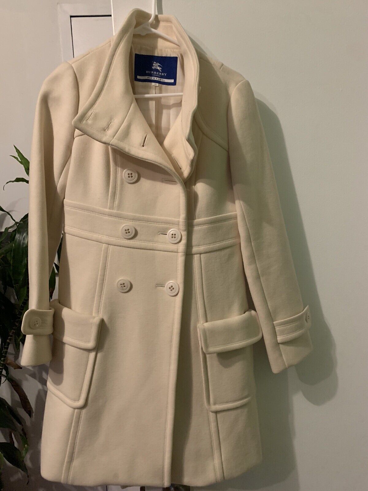 Burberry Blue Label Wool Pea Coat - Women's 40 White | eBay