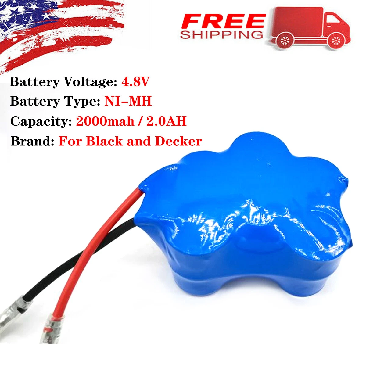 Battery For Black and Decker GS700 4.8 Volt Cordless Grass Shear 489727 00