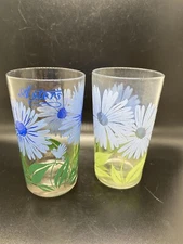 Vintage Boscul Peanut Butter Glasses Aster Flowers Set Of 2