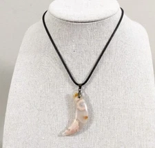 Crescent Moon Shaped Agate Pendant Necklace