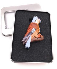 Portachiavi Legno Uccello Pappagallo Budgie Blu Braun Scatola Regalo