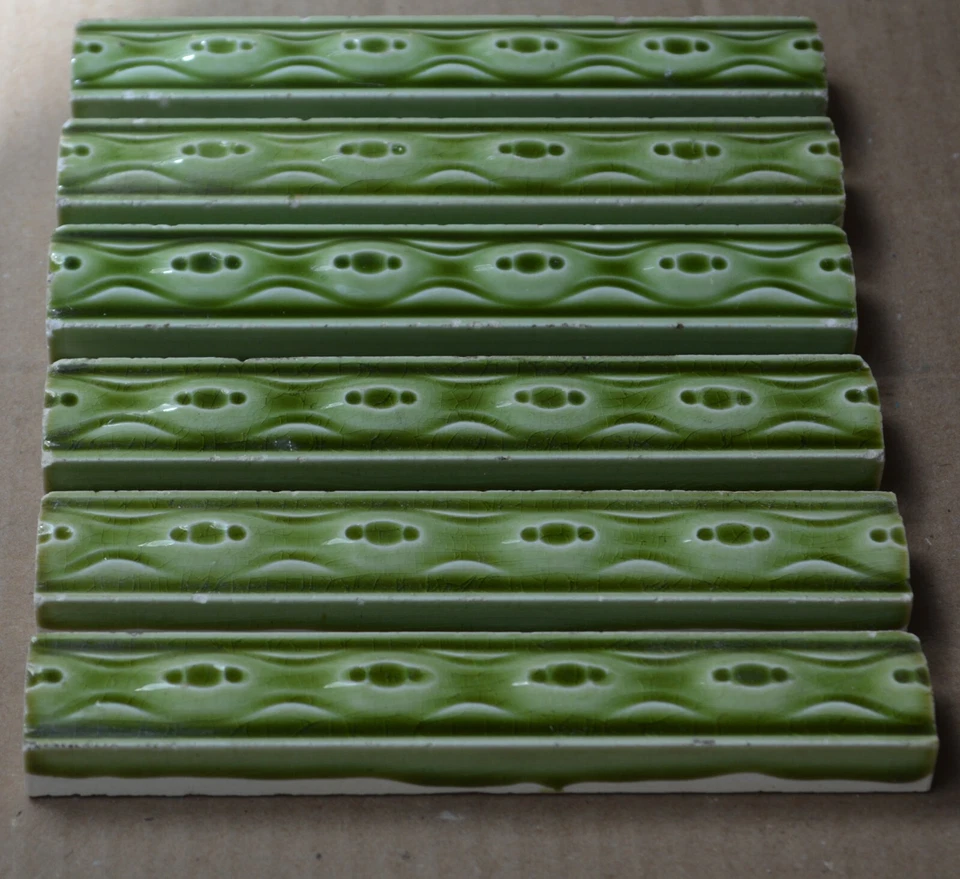 6 德国 - 古董艺术 NOUVEAU MAJOLICA BORDER 瓷砖 C1900 — 第 2/3 张图片