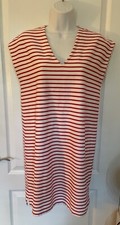 J. Crew/Madewell Striped Vacances Red & Cream V-Neck Cotton Blend Dress Size XS