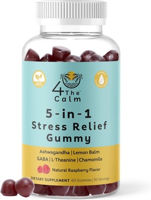 4TheCalm 5in1 Stress Relief Supplement Gummy   GABA, Lemon Balm, L-Theanine