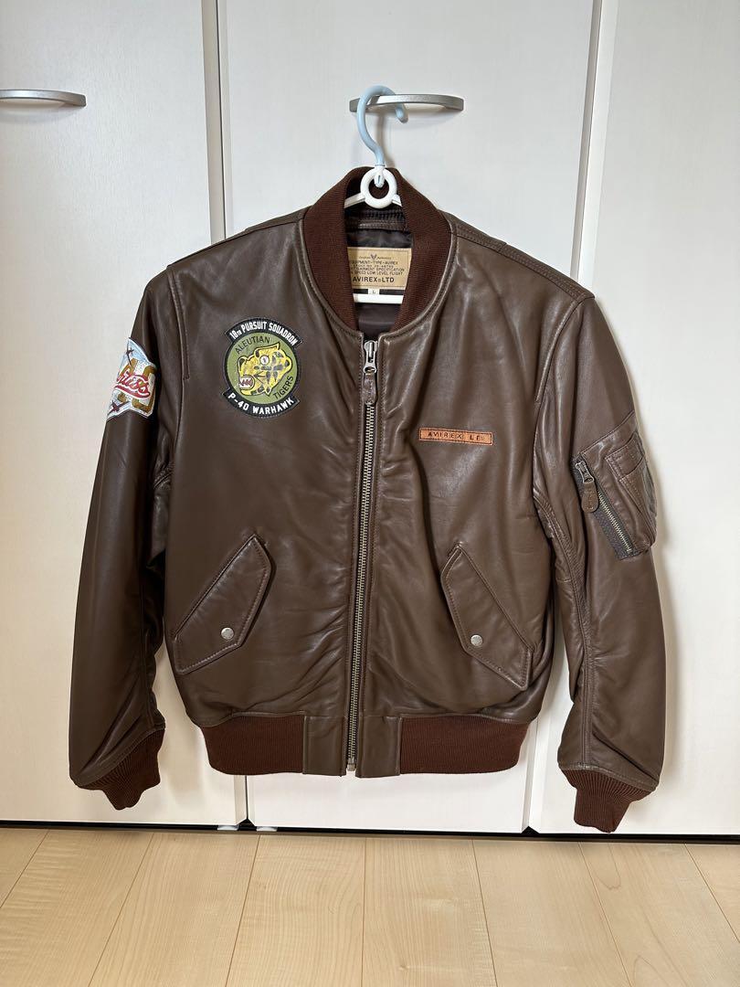 AVIREX TYPE MA-1 Panhandle flight jacket lamb leather size L brown from  Japan