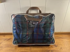 VINTAGE FARIBO PAK-A-ROBE WOOL TARTEN PLAID BLANKET & CASE  50” X 60”