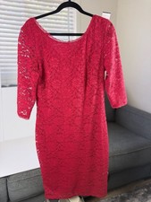 Laundry by Shelli Segal Red Lace 3/4 Sleeve Bodycon Cocktail Dress