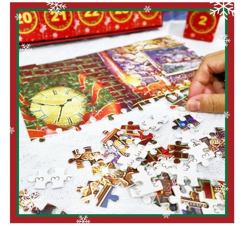 New Sealed Advent Calendar Christmas 24 Day 1008 Piece Jigsaw Puzzle 19.7x27.5" - Picture 3 of 4