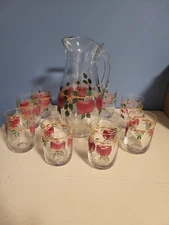 10 pc set Vintage Franciscan like Juice pitcher and juice glasses