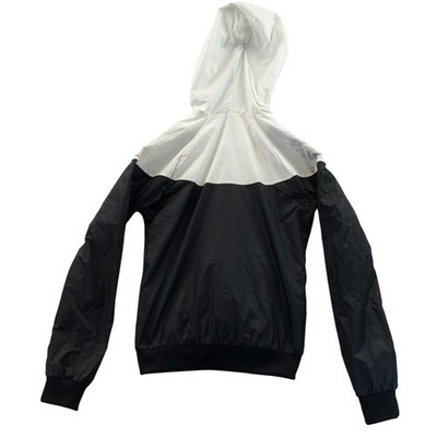 Nike Womens Activewear Jacket XS Black White Lightweight Hooded Full Zip Casual