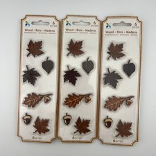 Momenta Wooden Leaf Embellishments 18pc Fall Craft Leaves Wood Cut Outs Shapes