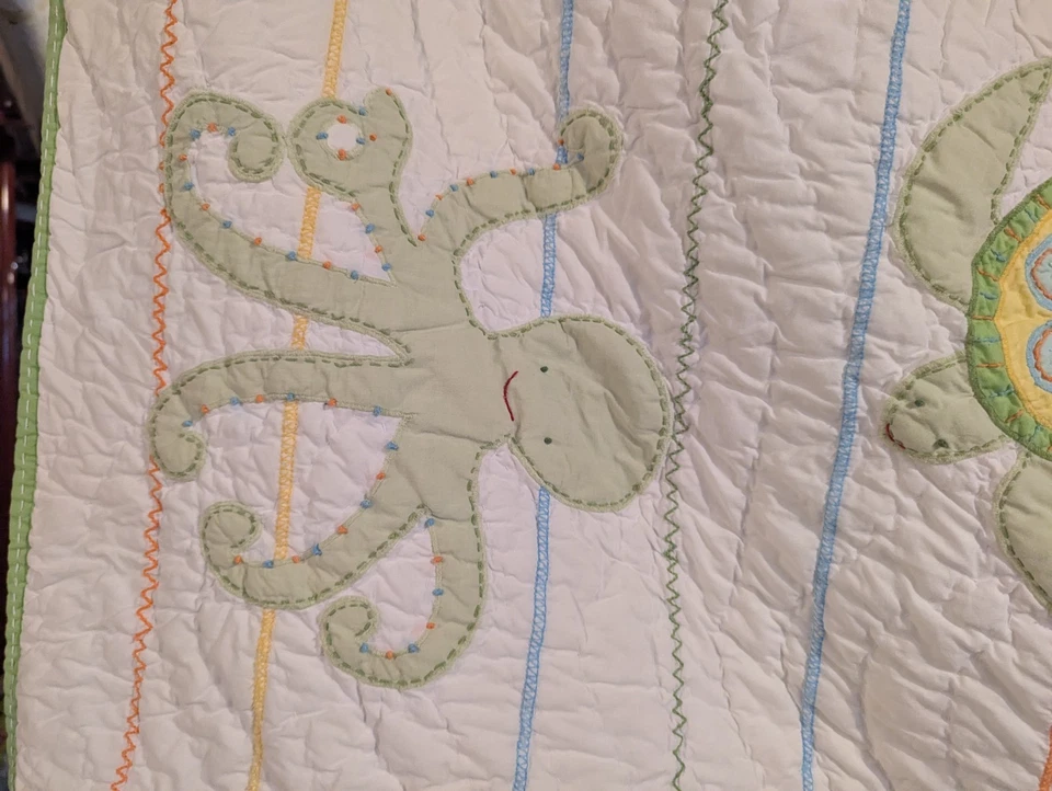 Pottery Barn Kids OCEAN CRITTERS Full/Queen Quilt+2 Shams+2 Pillow Cases - Image 3 of 4