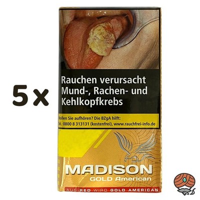 MADISON GOLD American (ehem. Red/Rot) 5x 30g Tabak / Drehtabak
