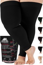 Mojo Compression Full Leg Sleeve for Women and Men 20-30mmHg 4X-Large, Black