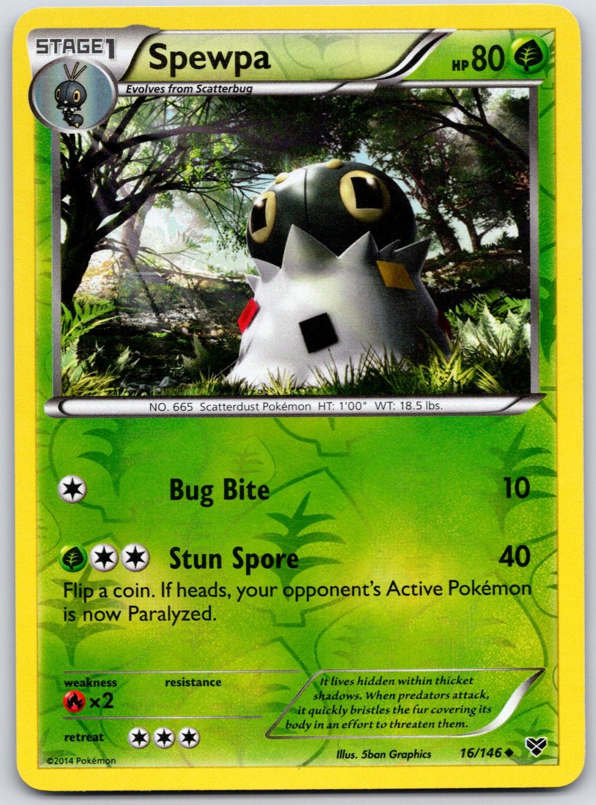 POKEMON XY BASE SET SPEWPA 16/146 UNCOMMON REVERSE HOLO LP