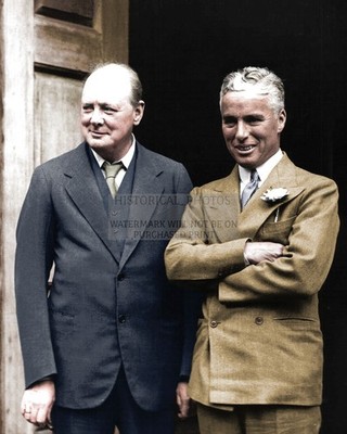 WINSTON CHURCHILL CHARLIE CHAPLIN CHARTWELL 1931 8X10 PHOTO