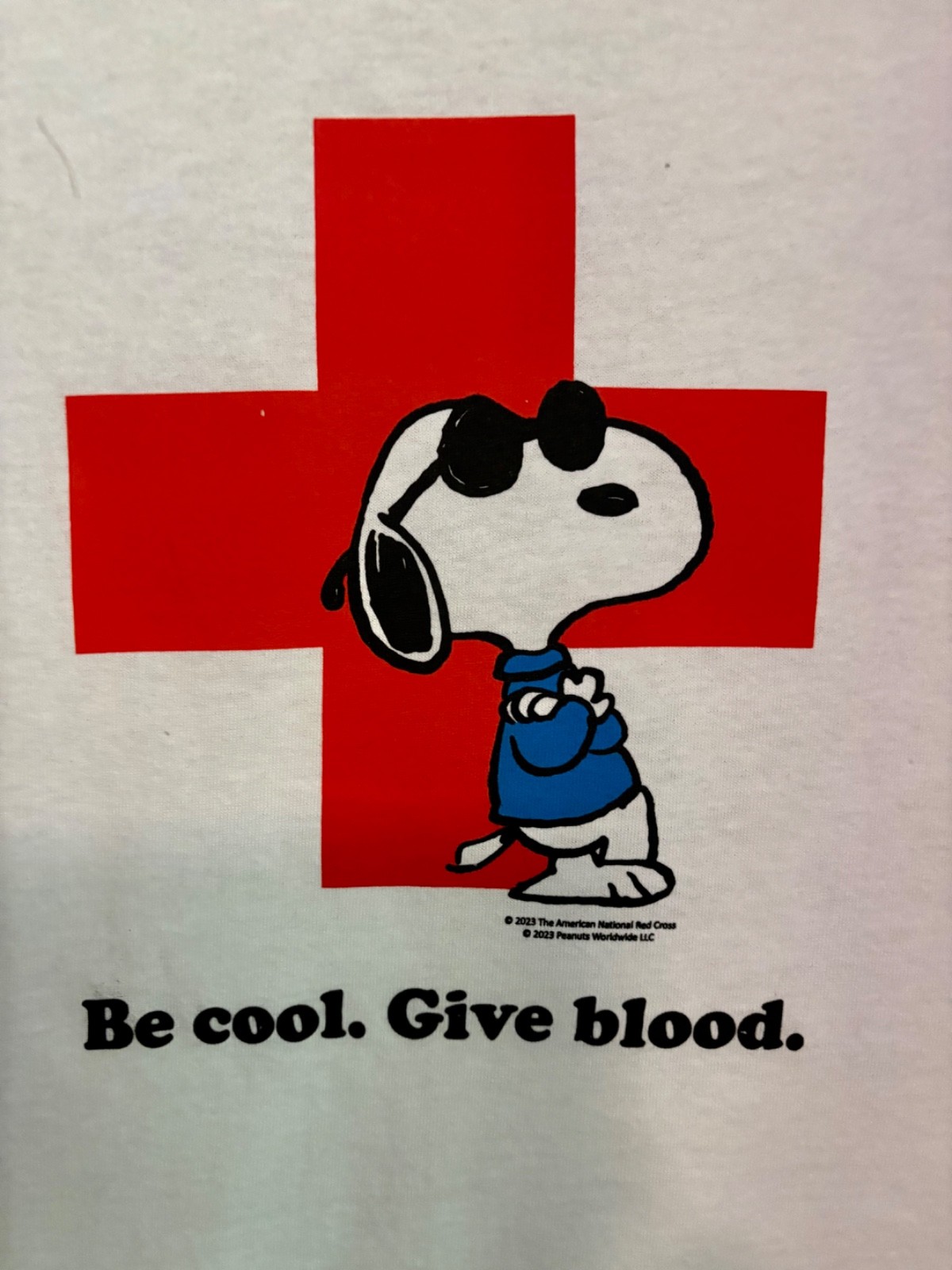 American Red Cross Snoopy T Shirt White 2023 Be Cool Give Blood Size Small