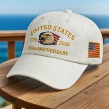 Patriotic USA 250th Anniversary 1776  2026 Eagle Adjustable Cap